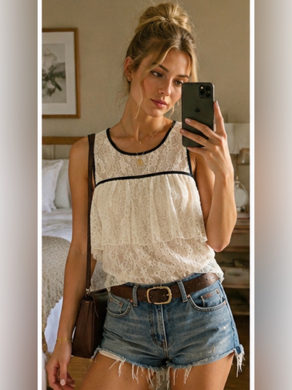 Eddie & Maddie Ivory Lace Ruffle Tank Top | NWOT - Picture 8 of 16
